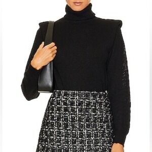 Astr Alden Shoulder Pads Black Turtleneck Sweater Small Neutral Feminine Casual
